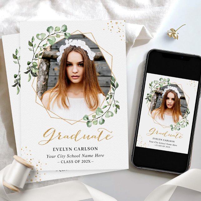 Convites Festa de formatura Geométrica de Fotos Eucalyptus  (Criador carregado)