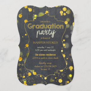 Convites Festa de formatura Glam Faux Gold Foil Confetti