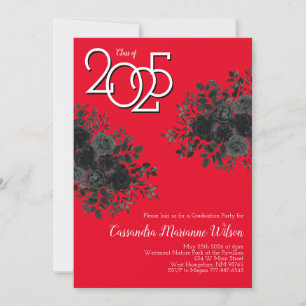 Convites Festa de formatura Gótica Rosa preto Vermelho