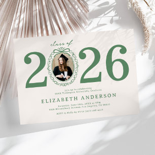 Convites Festa de Formatura Green & Beige Photo 2026