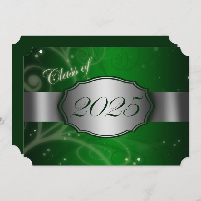 Convites Festa de formatura Green & Silver 2025 (Frente/Verso)