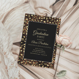 Convites Festa de Formatura Leopardo Guepardo Preto Dourado