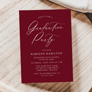 Convites Festa de formatura Maroon Elegante Calliografia
