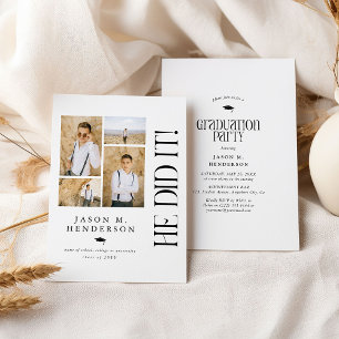 Convites Festa de formatura mínima de colagem de fotos
