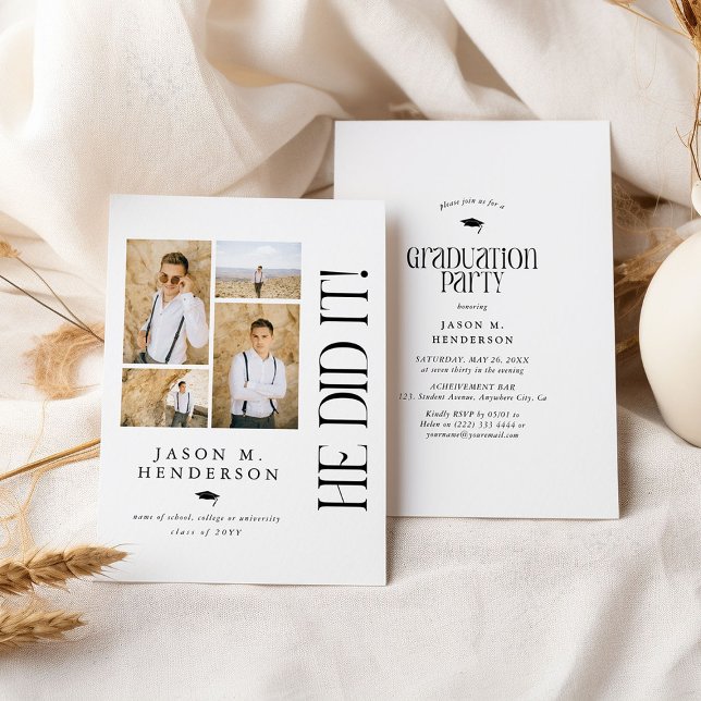 Convites Festa de formatura mínima de colagem de fotos (Criador carregado)