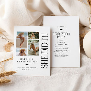 Convites Festa de formatura mínima de colagem de fotos