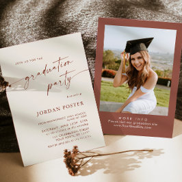 Convites Festa de formatura Mínima Elegante de Uma FOTO