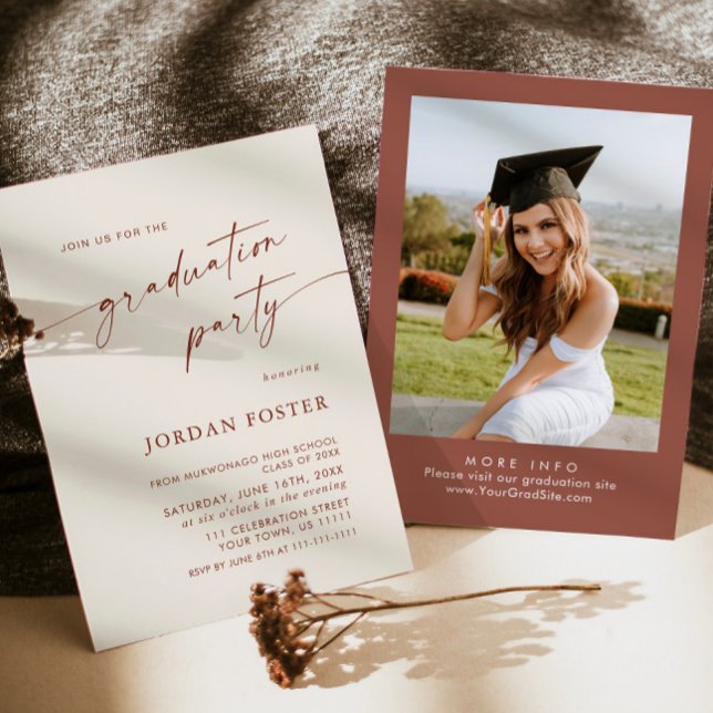 Convites Festa de formatura Mínima Elegante de Uma FOTO (Criador carregado)