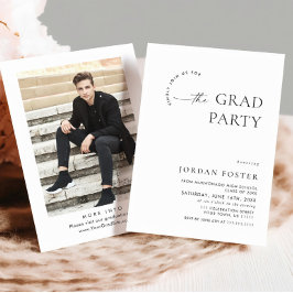 Convites Festa de formatura Mínima Elegante de Uma FOTO