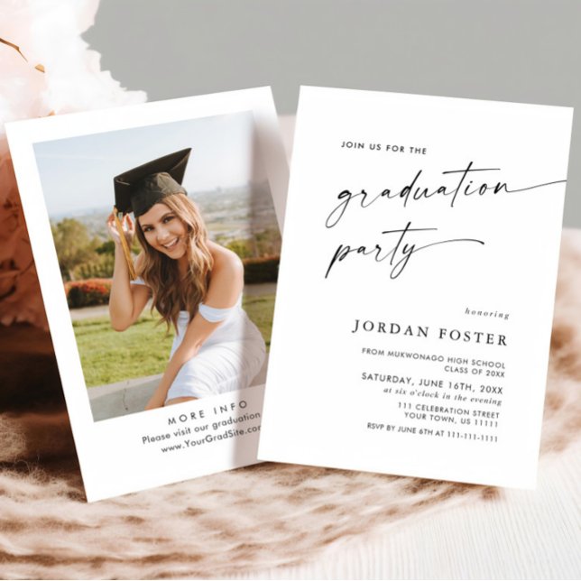 Convites Festa de formatura Mínima Elegante de Uma FOTO (Criador carregado)