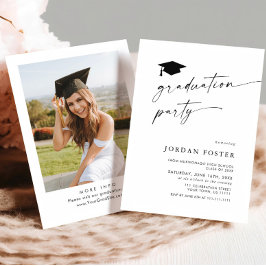 Convites Festa de formatura Mínima Elegante de Uma FOTO