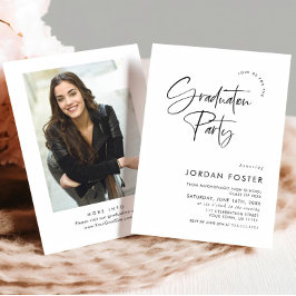 Convites Festa de formatura Mínima Elegante de Uma FOTO