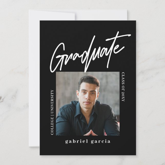 Convites Festa de formatura Mínima Moderna de Foto Branca P (Frente)