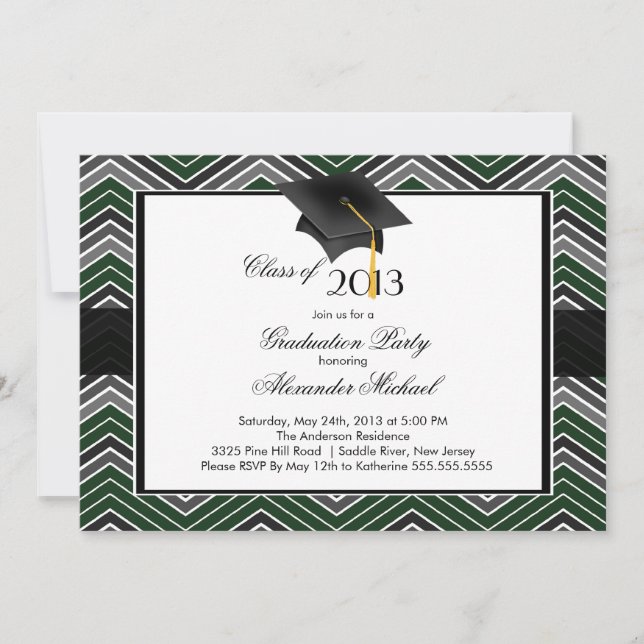 Convites Festa de formatura Modern Chevron GraduateTassel (Frente)