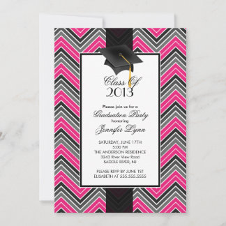 Convites Festa de formatura Modern Pink Chevron 2013