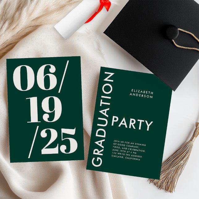 Convites Festa de Formatura Moderna e Ousada em Verde Esmer (Criador carregado)