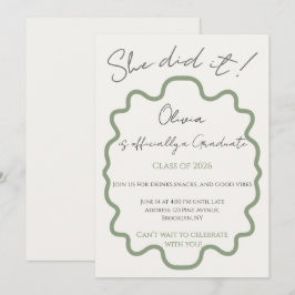 Convites Festa de Formatura Moderna na cor Verde Salgueiro 