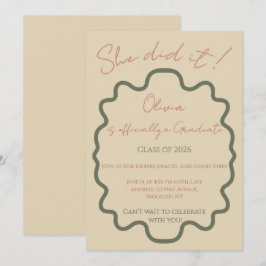 Convites Festa de Formatura Moderna Terracota Ela Fez