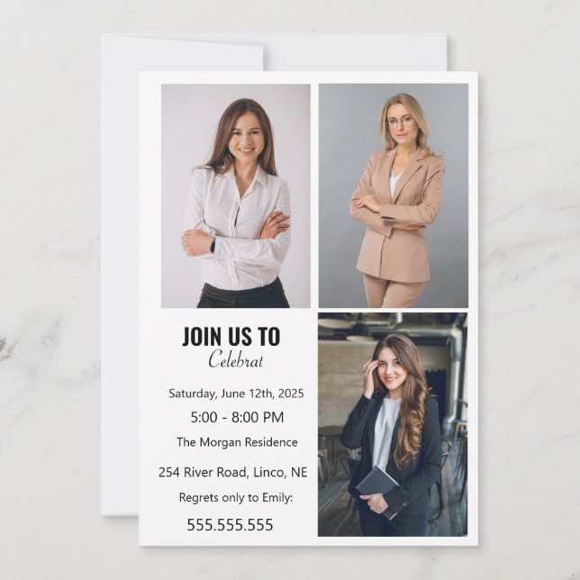 Convites Festa de formatura Moderno de Multifotografia 2025 (Verso)