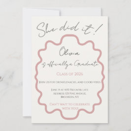 Convites Festa de Formatura Moderno Rosa Empoeirada Ela Fez