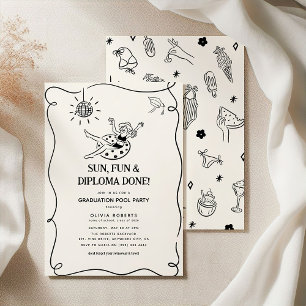 Convites Festa de Formatura na Piscina com Doodle