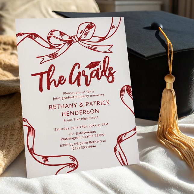 Convites Festa de Formatura Nó Vermelho Doodle Junta (Criador carregado)