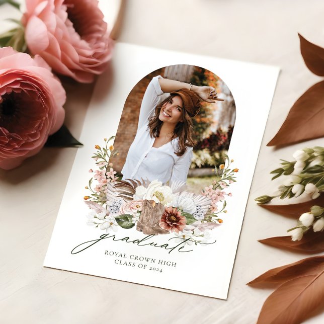 Convites Festa de formatura Ocidental de Boho Cowgirl (Boho Cowgirl Country Western Graduation Party Invitation)