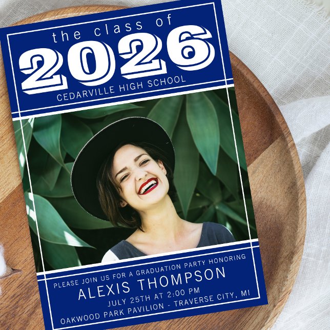 Convites Festa de formatura Open House 2025 Photo Blue (Criador carregado)