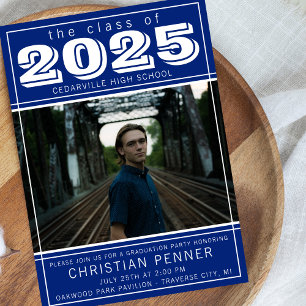 Convites Festa de formatura Open House 2025 Photo Blue