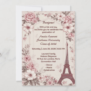 Convites Festa de Formatura Paris Pastel Vintage Torre Eiff