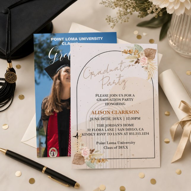 Convites Festa de Formatura Personalizada Boho com Grama Pa (Criador carregado)