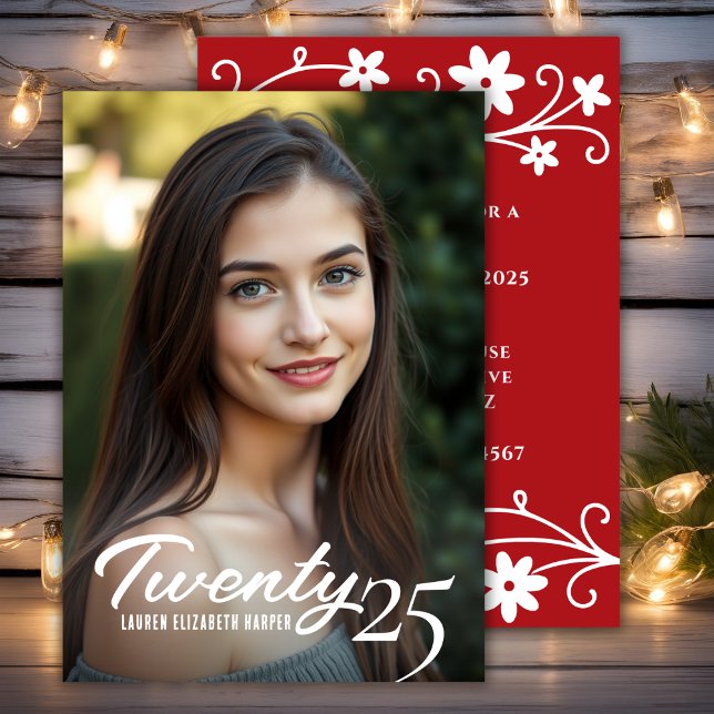 Convites Festa de formatura Personalizada de Foto do Ano de (Graduation Year Custom Photo Graduation Party Invitation)