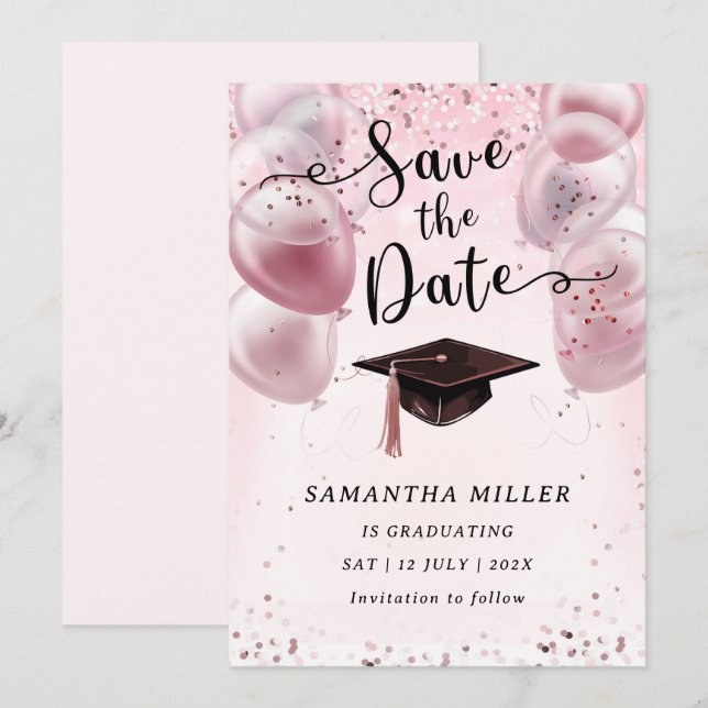 Convites Festa de formatura personalizada Salvar a data (Frente/Verso)