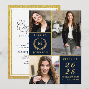 Convites Festa de formatura PHOTO Classic Elegant Ouro 3