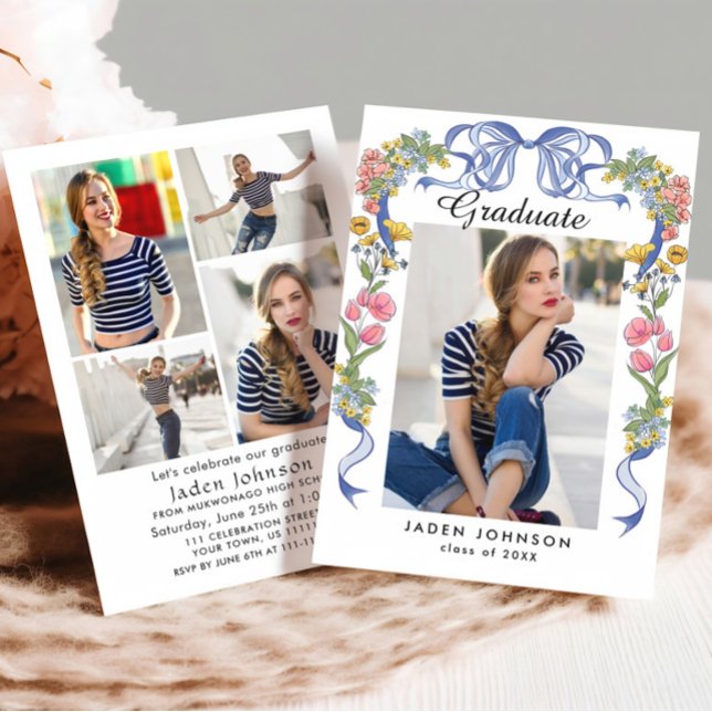 Convites Festa de formatura PHOTO do Arco azul Trendy 5 (Criador carregado)