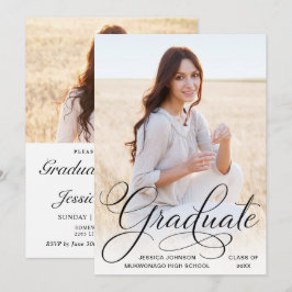 Convites Festa de formatura PHOTO White Black Modern 2