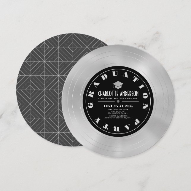 Convites Festa de formatura Platinum Disk/Vinyl Record (Frente/Verso)