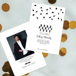 Convites Festa de Formatura Preto e Branco com Lançamento d