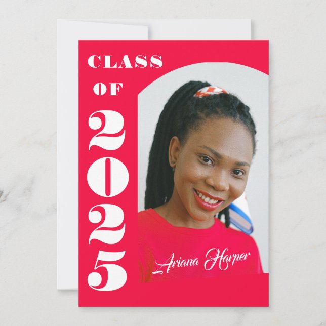 Convites Festa de formatura Rosa do Script Chic Trendy (Frente)