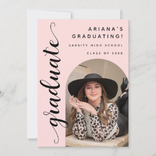 Convites Festa de formatura rosa-rosa de Script Chic de Ten