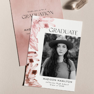 Convites Festa de formatura Rosa Watercolor Crystal Photo