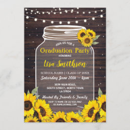 Convites Festa de formatura russa Jar Wood Sunflower Invite