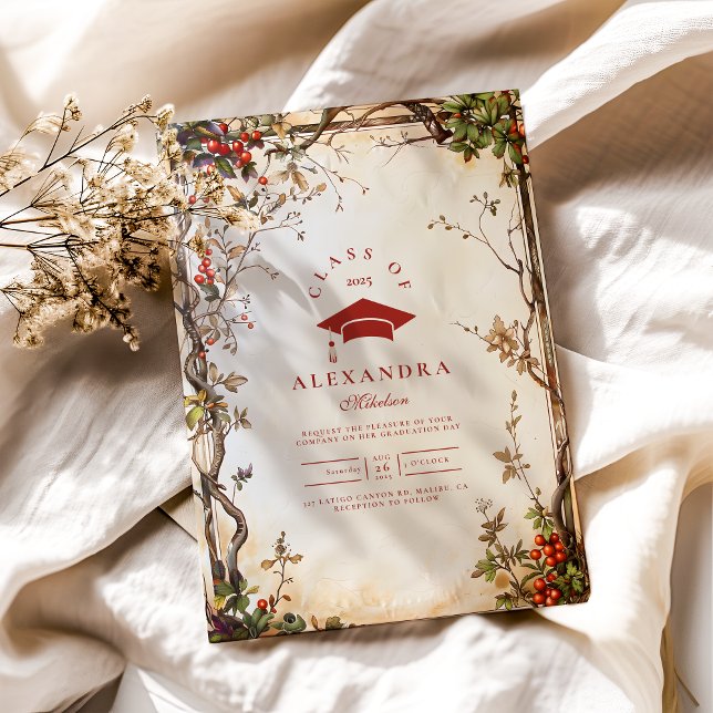 Convites Festa de formatura Russo de Flores Selvagens (Criador carregado)