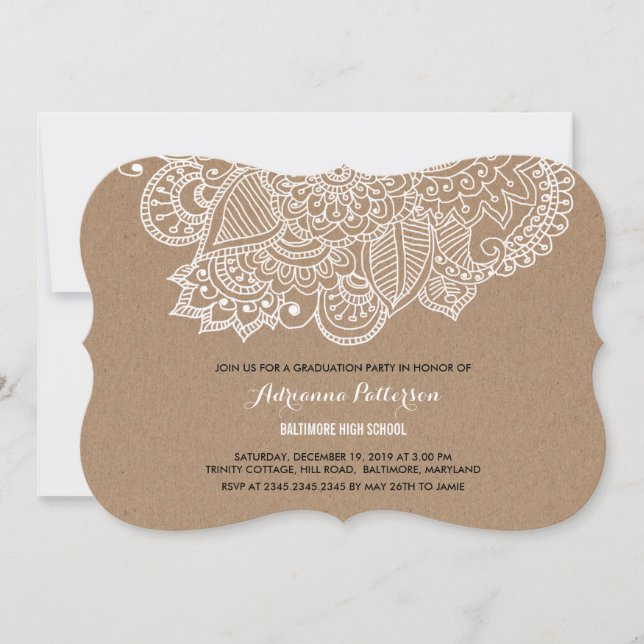 Convites Festa de formatura | Rustic Paisley Pattern (Frente)