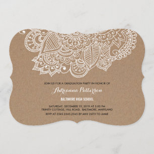 Convites Festa de formatura Rustic Paisley Pattern
