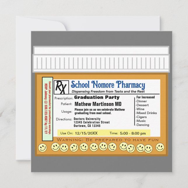 Convites Festa de formatura RX para diversão (Frente)