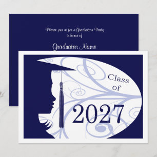 Convites Festa de Formatura Silhueta Azul e Branco 2027