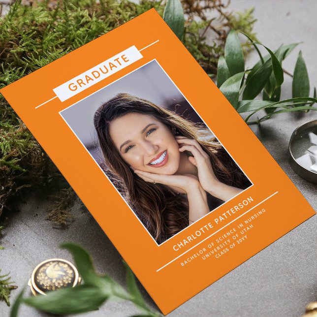 Convites Festa de formatura Simples - Cor de laranja de Fot (Criador carregado)