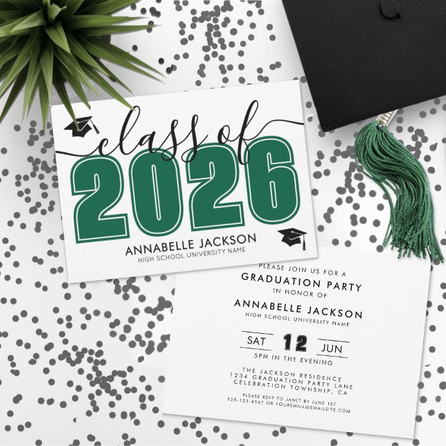 Convites Festa de Formatura Simples e Alegre (Simple Green Graduation Party Invitation)