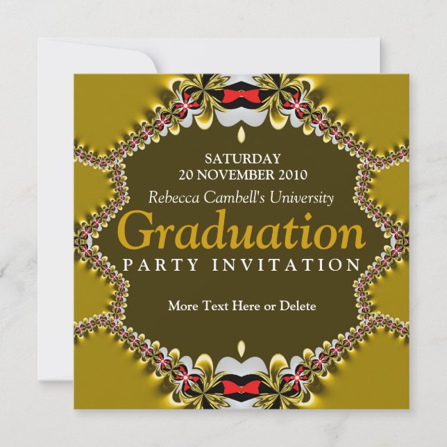 Convites Festa de Formatura Sweet Gold Satin Lace (Frente)